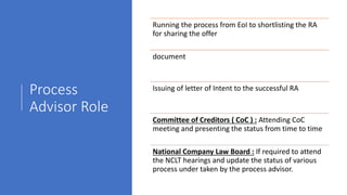 Ra Under Process Insolvency and Bankruptcy Code - Corporate Insolvency Resolution ...