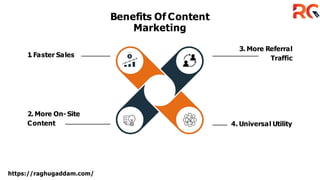1
. Faster Sales
3. More Referral
Traffic
2. More On- Site
Content 4. Universal Utility
Benefits Of Content
Marketing
https://raghugaddam.com/
 