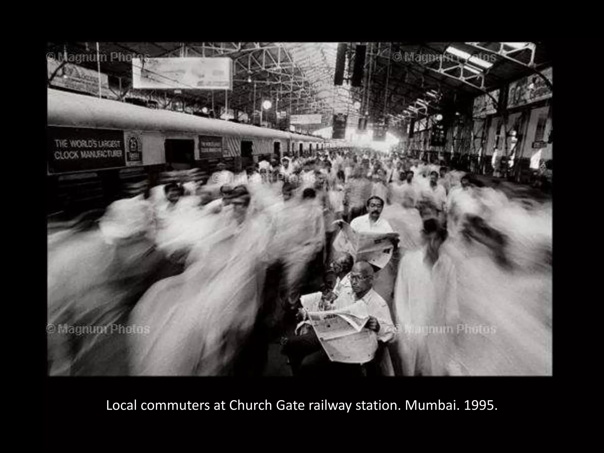 Local commuters at Church Gate railway station. Mumbai. 1995.