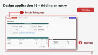 25
Back to listing page
Approval
Form page
1
2
Design application 16 – Adding an entry
 