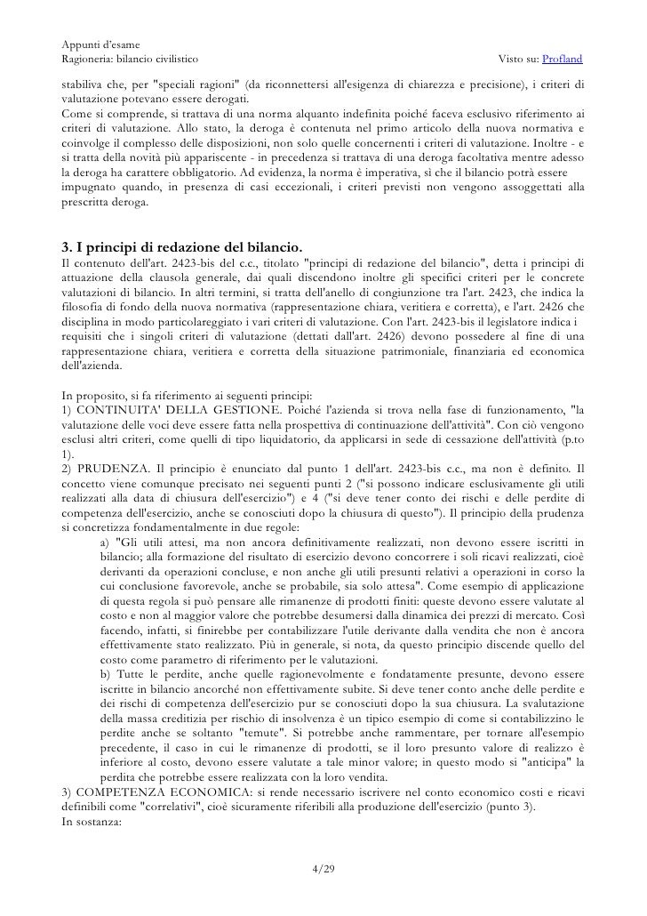 Appunti Di Ragioneria Bilancio Civilistico