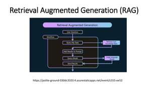 Retrieval Augmented Generation (RAG)
https://polite-ground-030dc3103.4.azurestaticapps.net/event/c555-ee52
 
