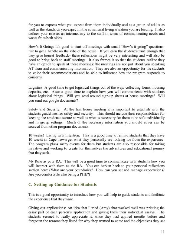 Resident assistant essay