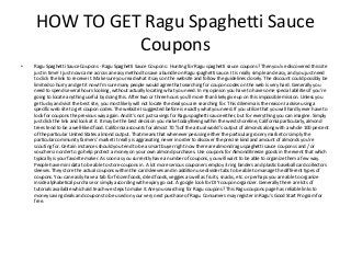Ragu Spaghetti Sauce Coupons - Printable Ragu Spaghetti Sauce Coupons