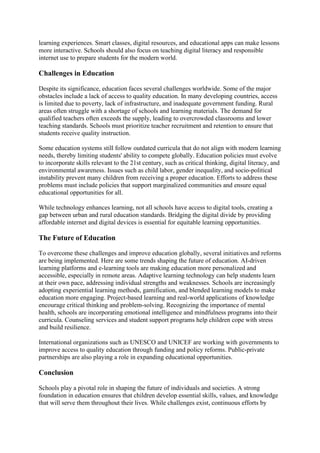 Primary Schools: Building the Foundation for Lifelong Learning | PDF