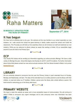 Raha Matters - News: Raha International School