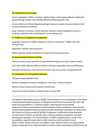 Rahands Cellular Memory Echo theory 2025 | PDF