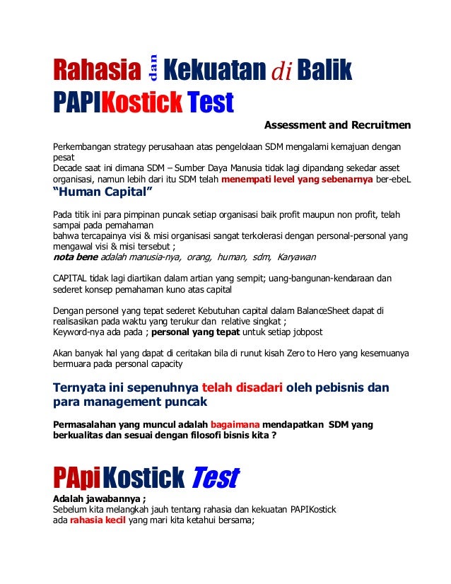 Kunci Jawaban Psikotes Papi Psikotes Untuk Kamu