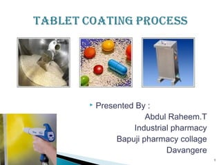  Presented By :
Abdul Raheem.T
Industrial pharmacy
Bapuji pharmacy collage
Davangere
1
 