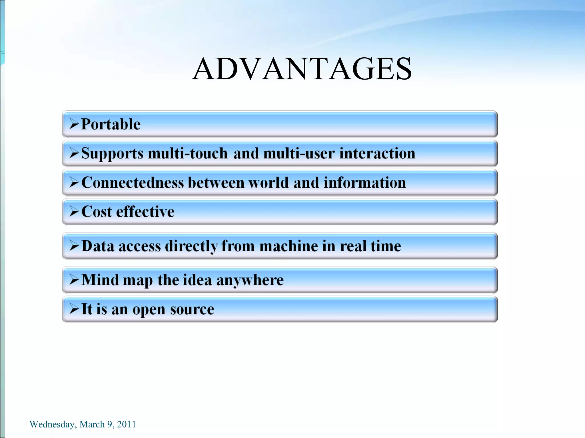 ADVANTAGES Wednesday, March 9, 2011 