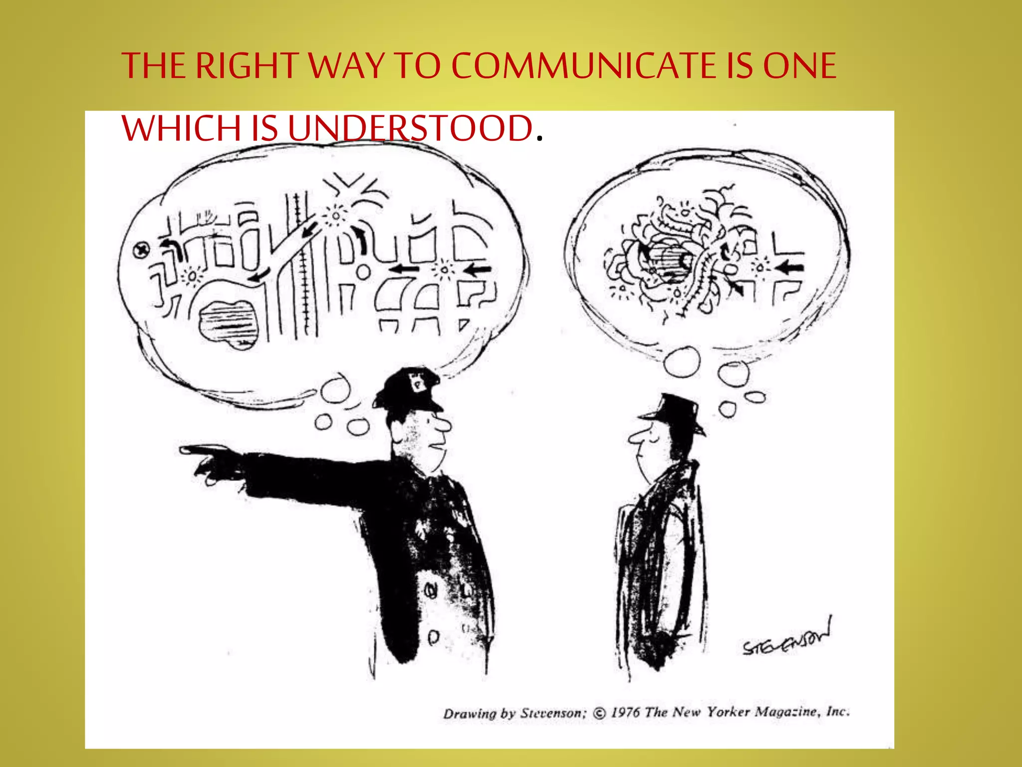 THERIGHT WAY TO COMMUNICATE IS ONE
WHICH IS UNDERSTOOD.
 