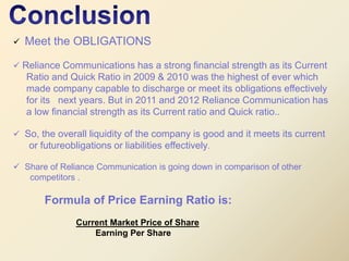 Rahul Mehrotra Presentation on Reliance Financial Ratio
