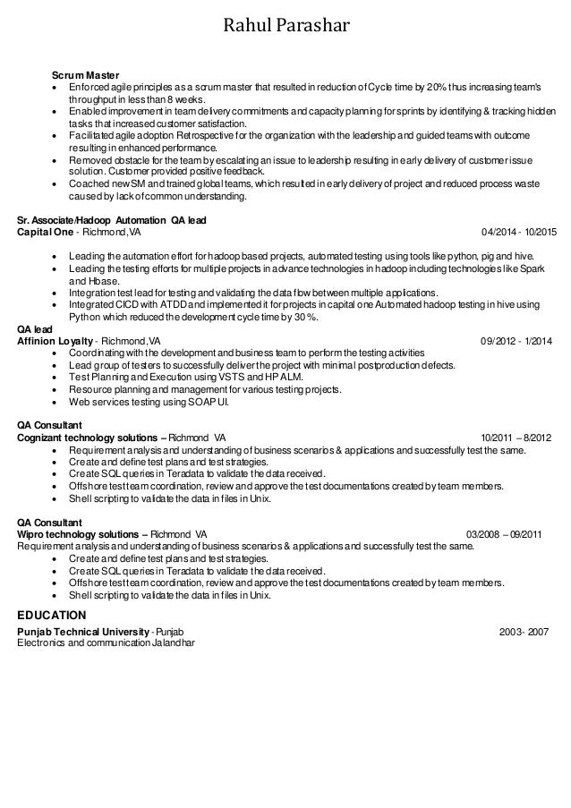 scrum master resume