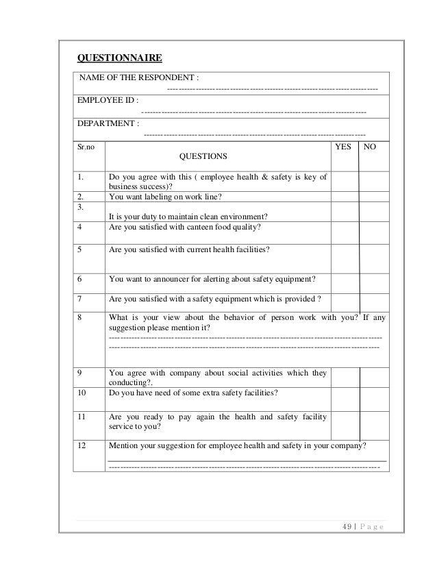 employee health safety employee health questionnaire form
