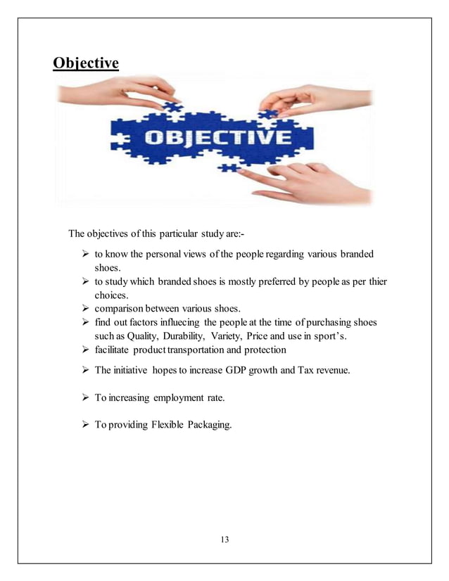 project report on shoes