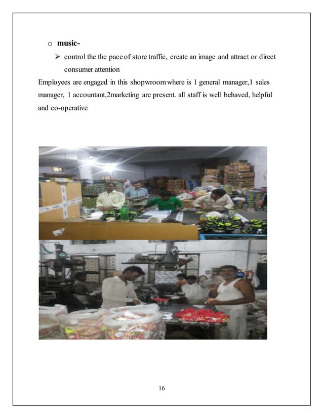 project report on shoes