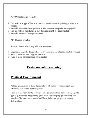 project report on shoes