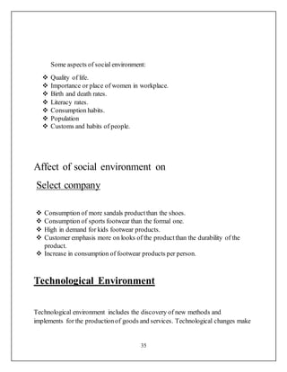 project report on shoes