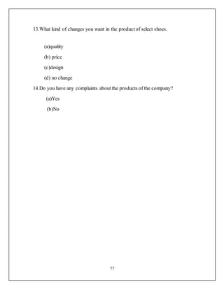 project report on shoes