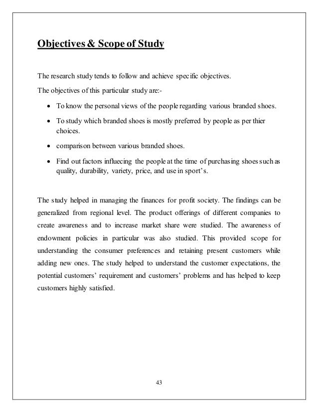 project report on shoes