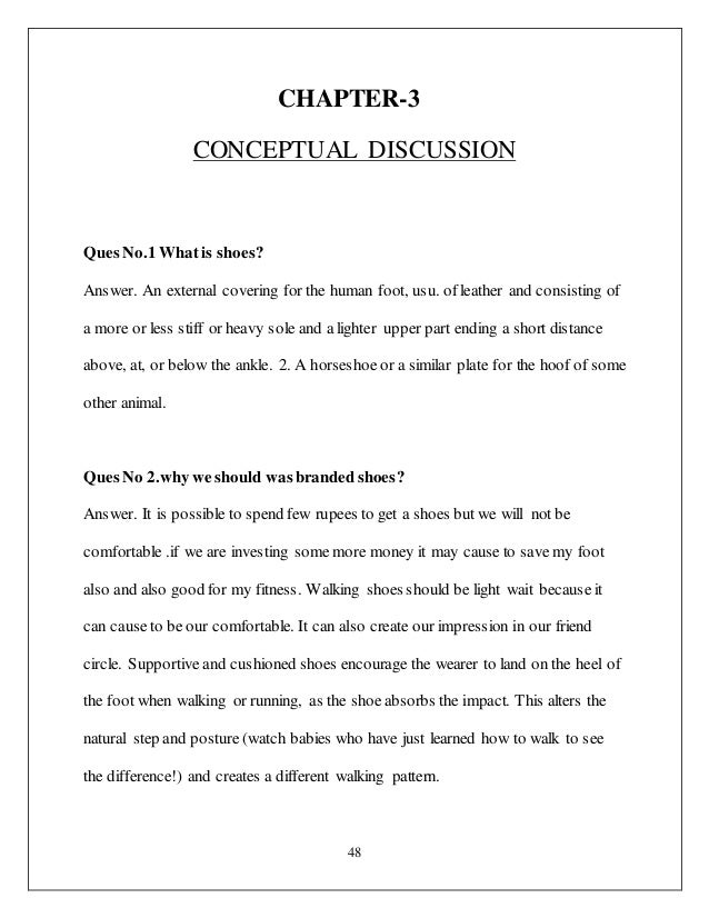 project report on shoes