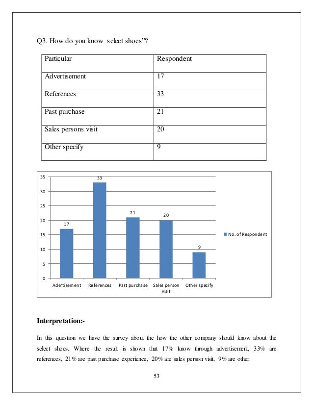 project report on shoes