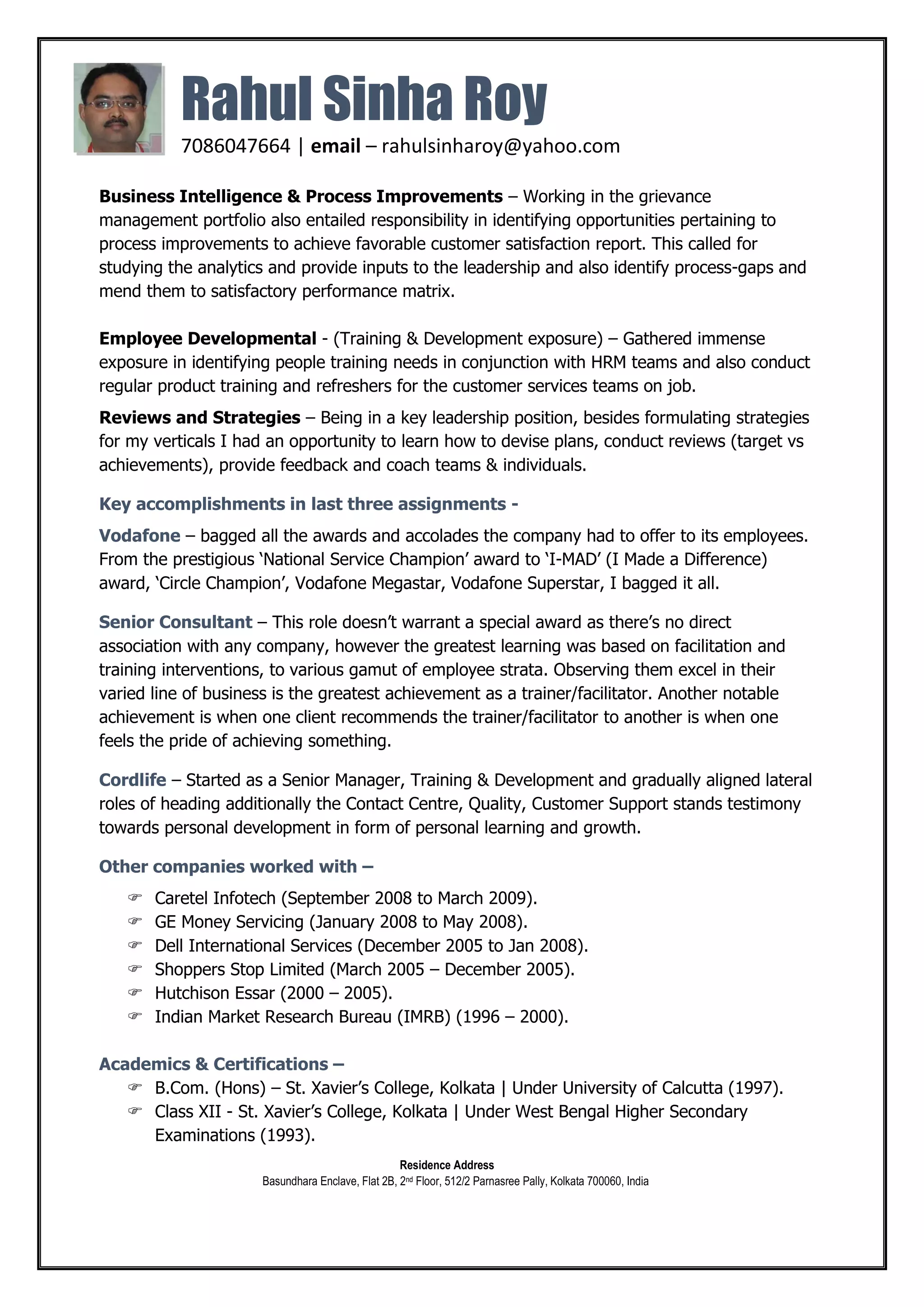Profile_Rahul Sinha Roy_Senior Manager | PDF