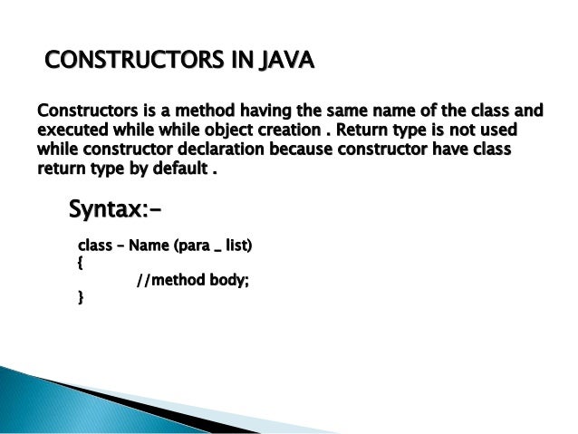 constructors in java ppt