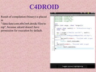 Compilation Of C/C++ program in Android | PPTX