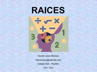 RAICES



  Harold Leiva Miranda
Harold.leiva@sekmail.com
 Colegio Sek – Pacífico
       Con - Con
 