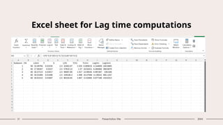 Excel sheet for Lag time computations
21 Presentation title 20XX
 