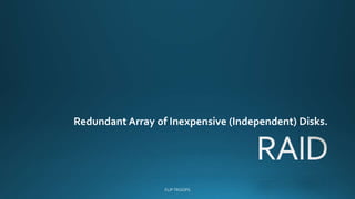Redundant Array of Inexpensive (Independent) Disks.
 