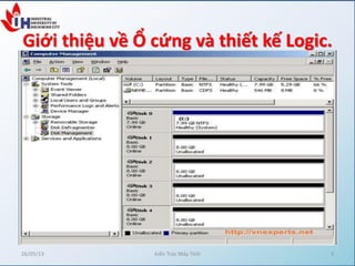 Giới thiệu về Ổ cứng và thiết kế Logic.
26/05/13 Kiến Trúc Máy Tính 3
 