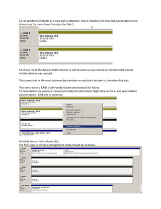 Raid 1 and raid 5 configuration in windows server | PDF
