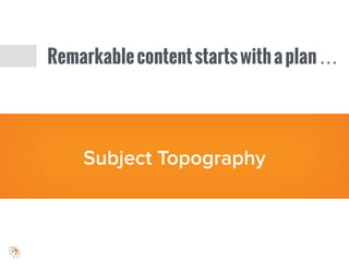 Subject Topography
Remarkablecontentstartswithaplan…
 