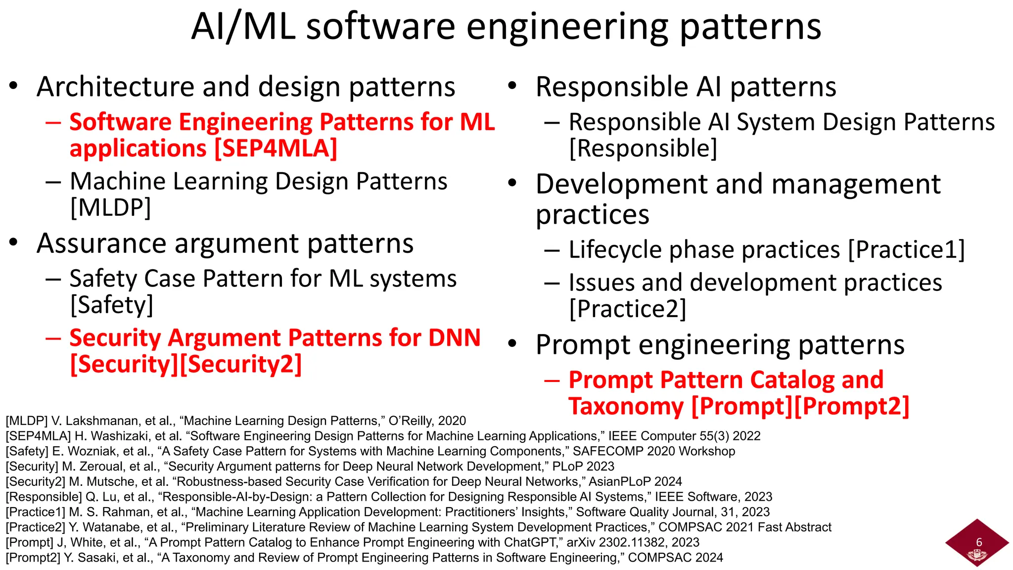 Machine Learning Software Engineering Patterns and Their Engineering ...