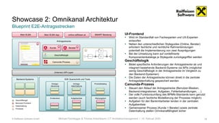 16
Showcase 2: Omnikanal Architektur
Blueprint E2E-Antragsstrecken
UI-Frontend
§ Wird im Standardfall von Fachexperten und...
