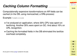 Rails Application Optimization Techniques & Tools