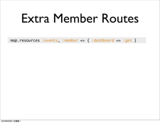 Extra Member Routes
map.resources :events, :member => { :dashboard => :get }
 