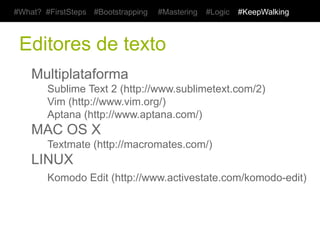 #What? #FirstSteps      #Bootstrapping        #Mastering   #Logic   #KeepWalking



 Referências
    Livros
        Learn To Program (http://pine.fm/LearnToProgram/)
        Rails Tutorial (http://ruby.railstutorial.org/)
        Rails guides (http://guides.rubyonrails.org/)
    Documentação
        Rails API (http://api.rubyonrails.org/)
    Vídeos
        Railscasts (http://railscasts.com/)
        An Introduction to Rails (http://goo.gl/HA5Np)
    Tutorial dinâmico
        Code School (http://www.codeschool.com/)
        Ruby Weekly (http://rubyweekly.com/)
 