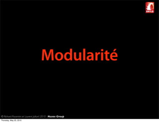 Modularité


© Richard Piacentini et Laurent Julliard 2010 - Nuxos Group
Thursday, May 20, 2010
 