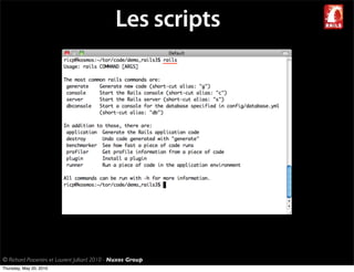 Les scripts




© Richard Piacentini et Laurent Julliard 2010 - Nuxos Group
Thursday, May 20, 2010
 