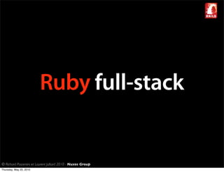 Ruby full-stack


© Richard Piacentini et Laurent Julliard 2010 - Nuxos Group
Thursday, May 20, 2010
 