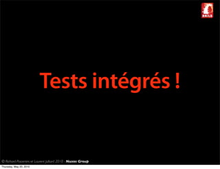Tests intégrés !


© Richard Piacentini et Laurent Julliard 2010 - Nuxos Group
Thursday, May 20, 2010
 