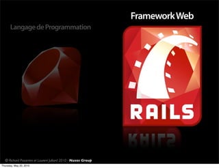 Framework Web
      Langage de Programmation




  © Richard Piacentini et Laurent Julliard 2010 - Nuxos Group
Thursday, May 20, 2010
 