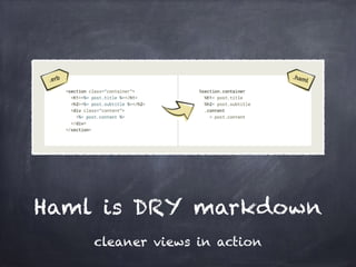 Haml is DRY markdown
cleaner views in action
 