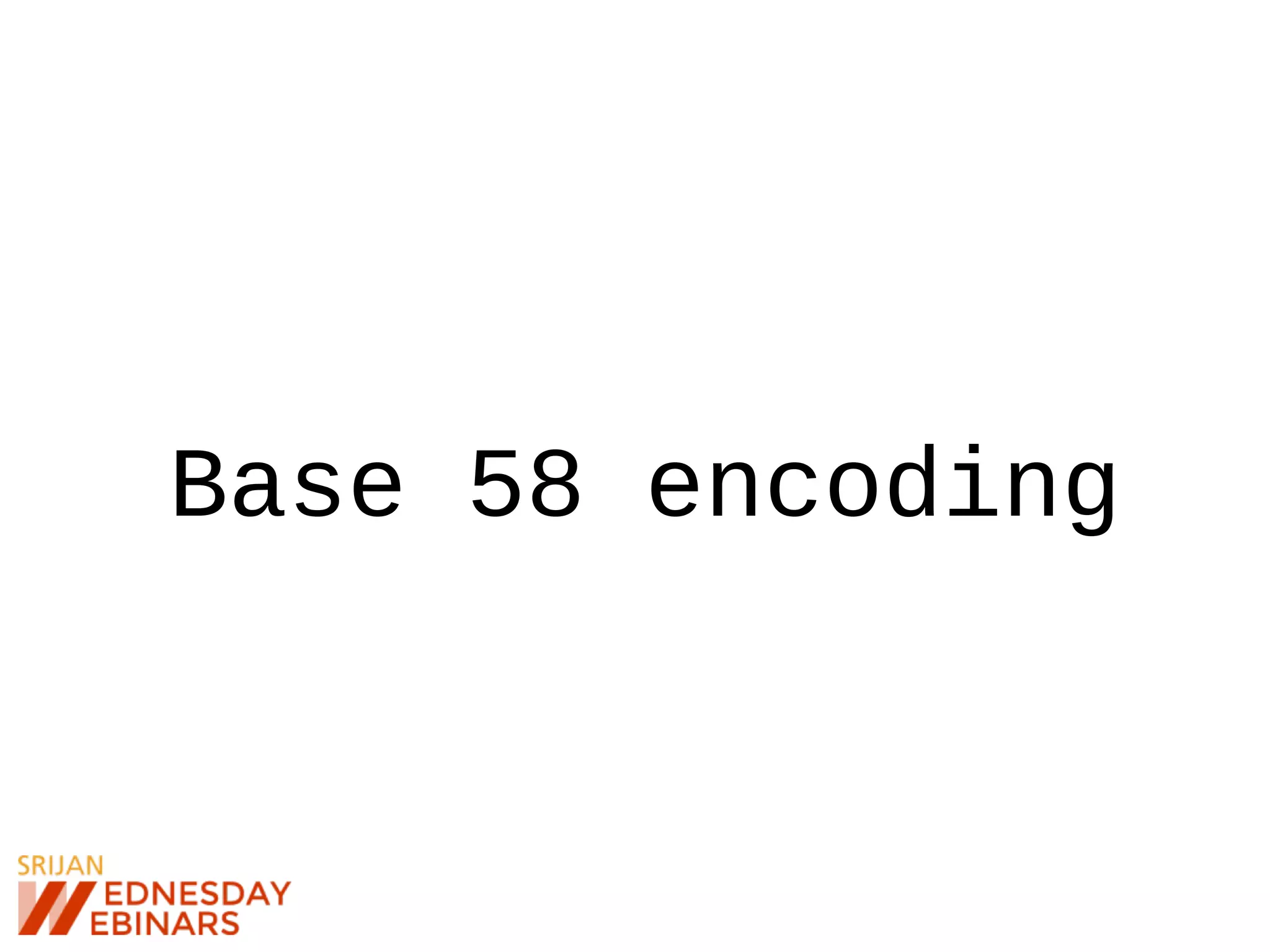 Base 58 encoding
 