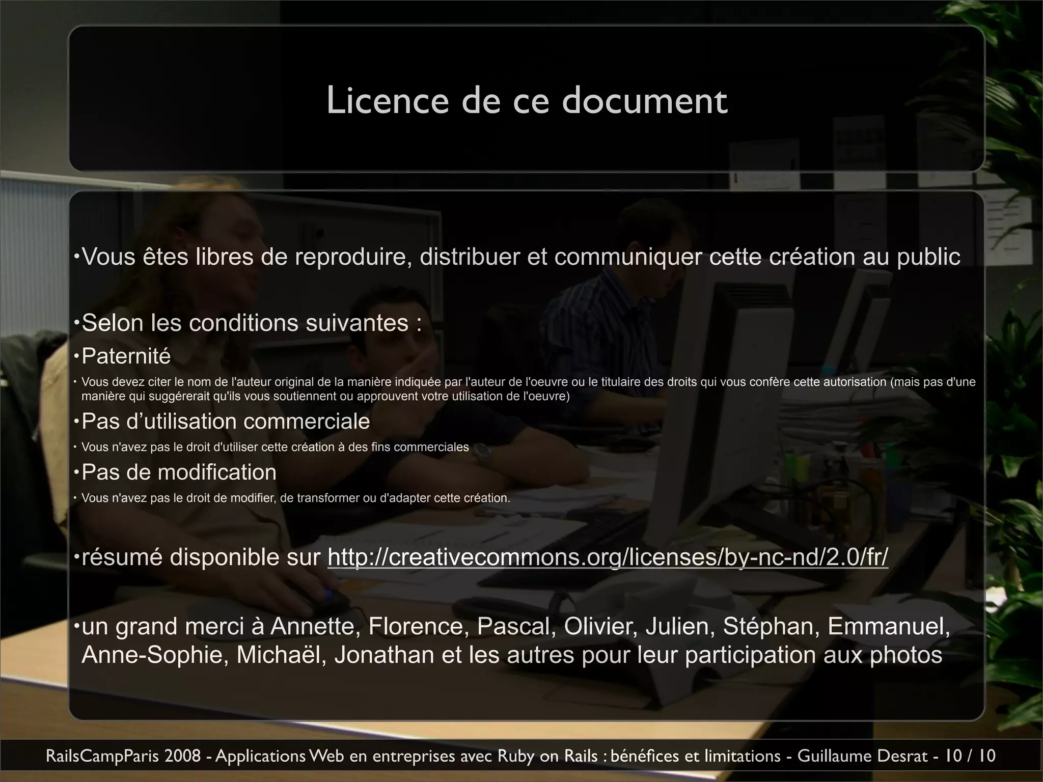Applications Web En Entreprise Avec Ruby On Rails Benefices Et Limitations Guillaume Desrat