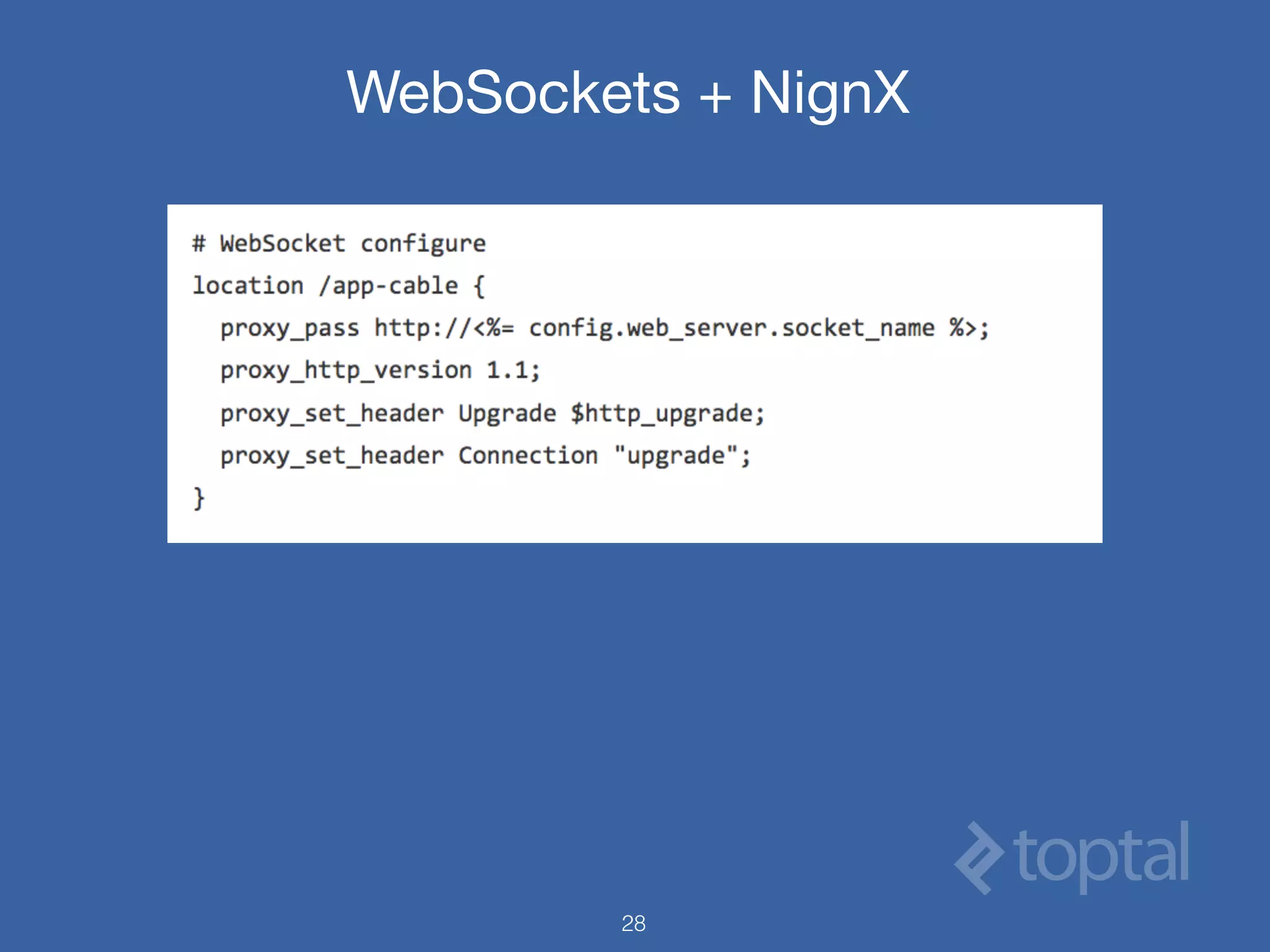 WebSockets + NignX
28
 