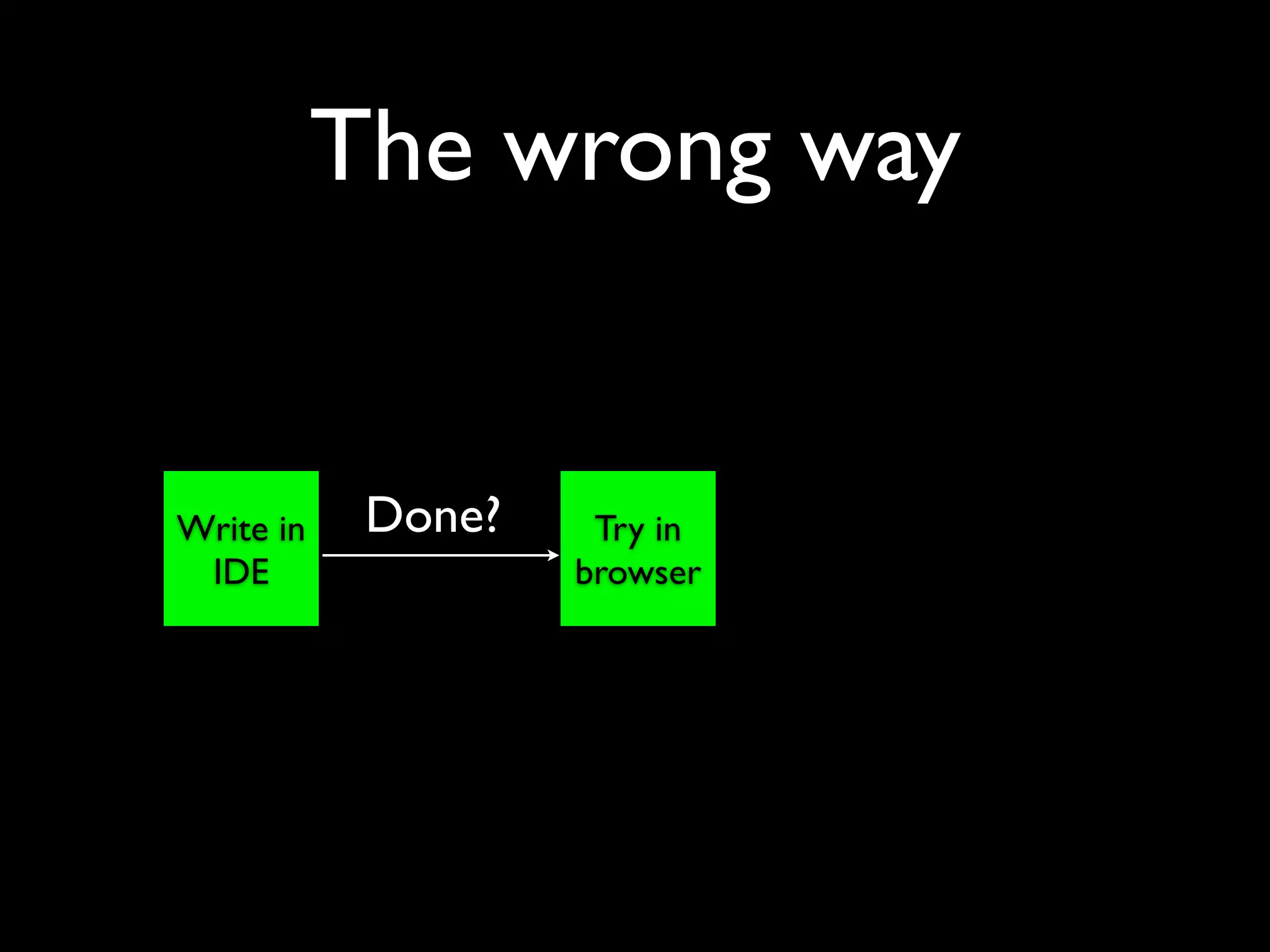 The wrong way


Write in    Done?    Try in
 IDE                browser
 